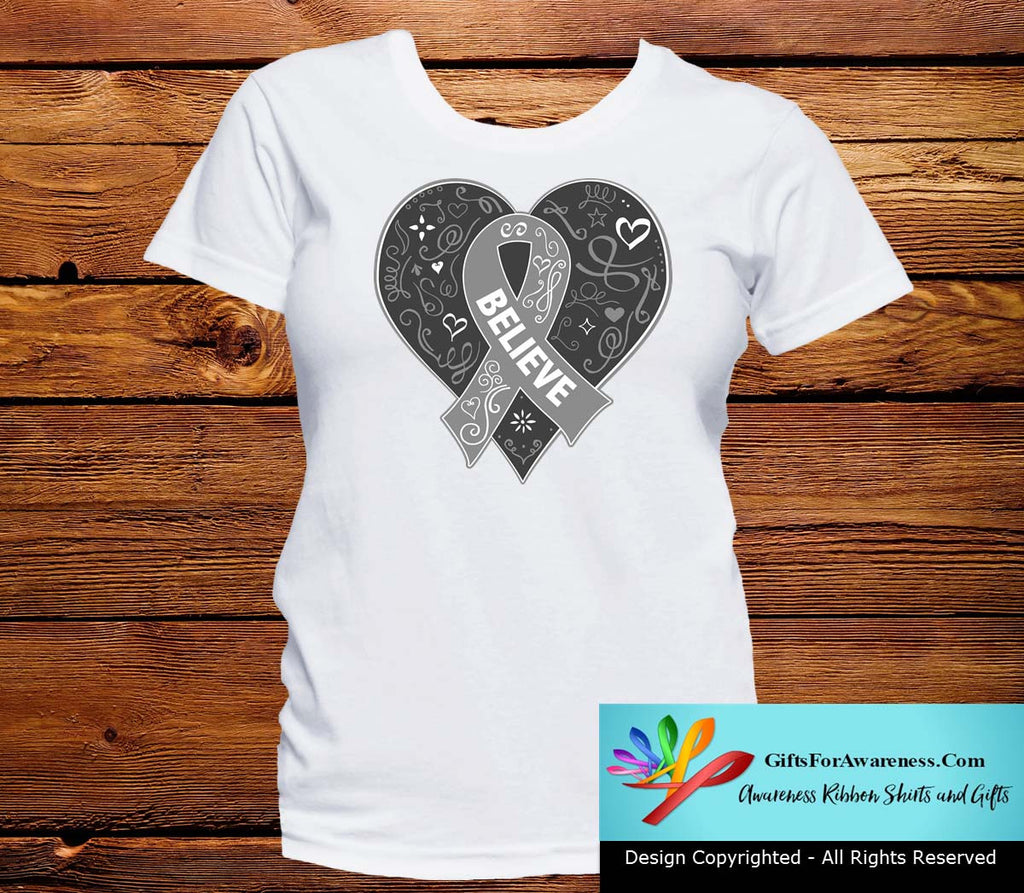 Brain Cancer Believe Heart Ribbon Shirts