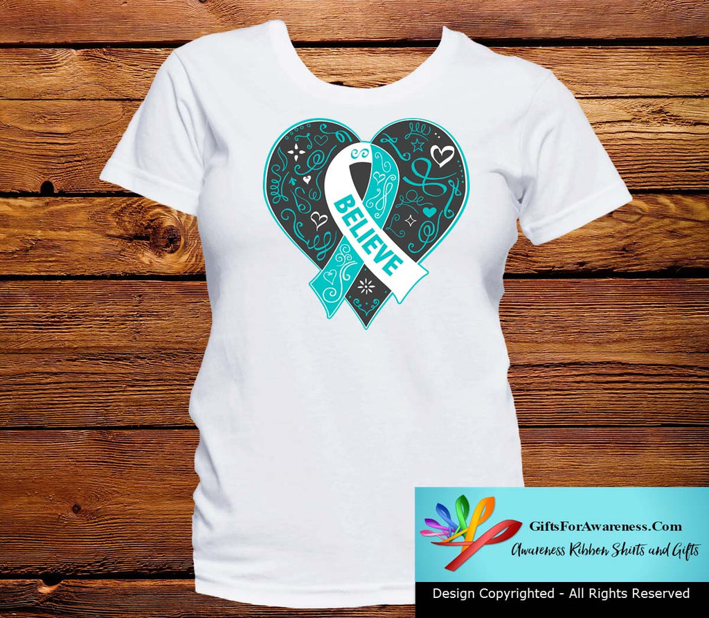 Cervical Cancer Believe Heart Ribbon Shirts