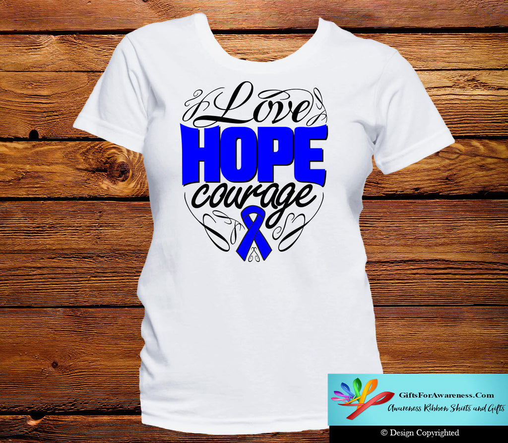 Colon Cancer Love Hope Courage Shirts