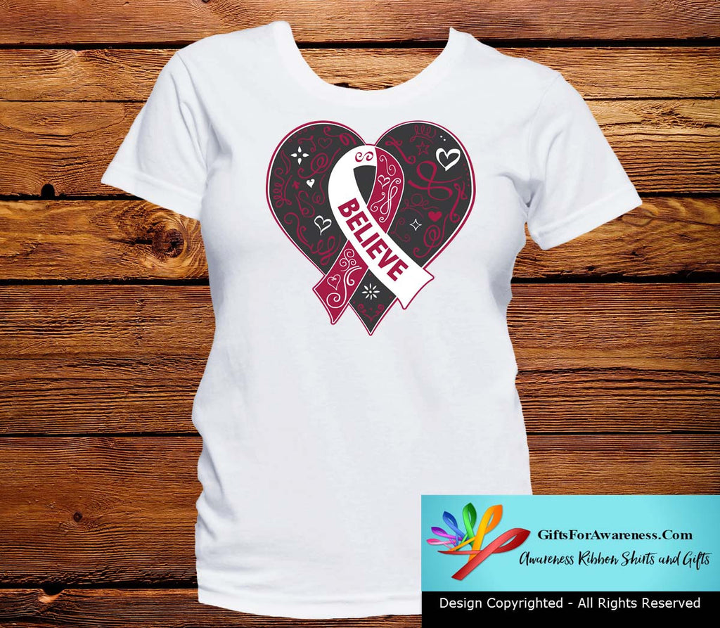 Head and Neck Cancer Believe Heart Ribbon Shirts