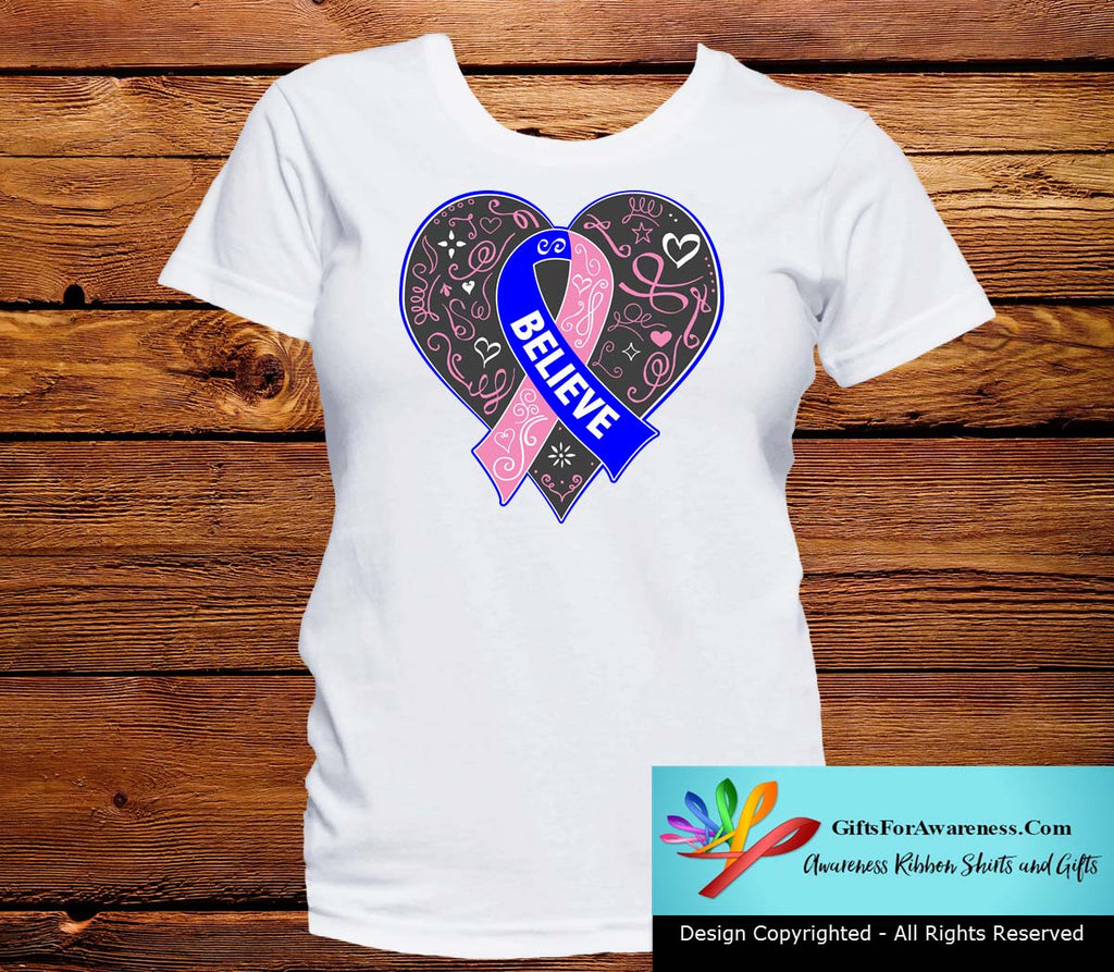 Male Breast Cancer Believe Heart Ribbon Shirts
