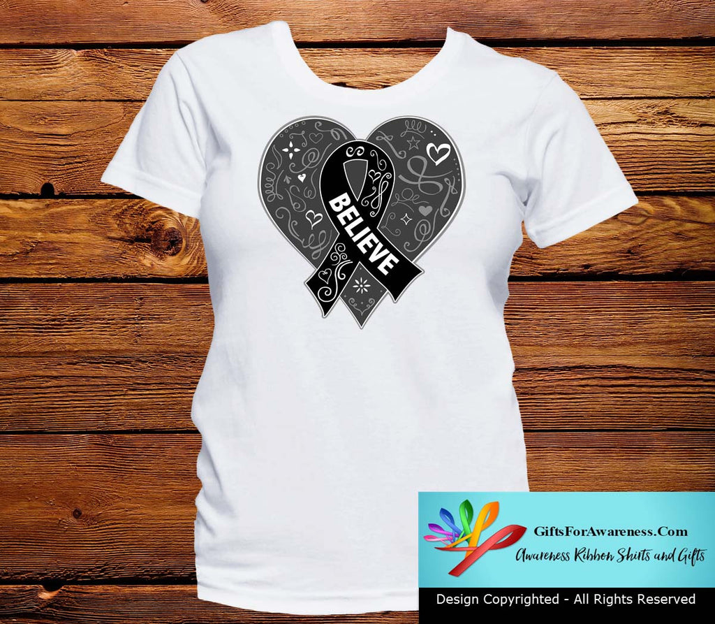 Melanoma Believe Heart Ribbon Shirts