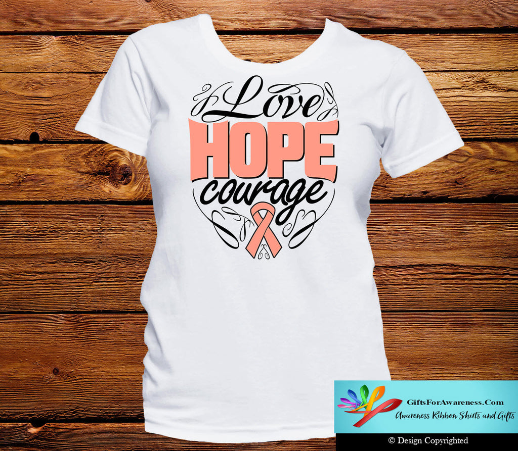 Uterine Cancer Love Hope Courage Shirts