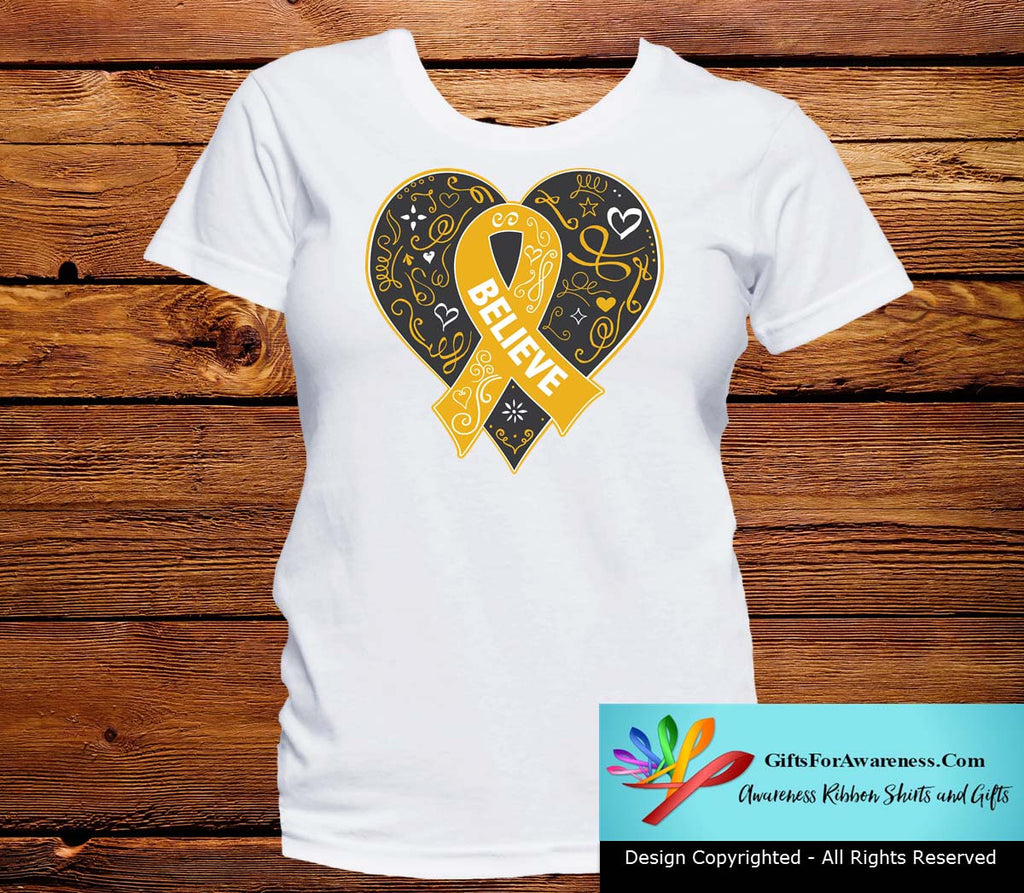 Appendix Cancer Believe Heart Ribbon Shirts
