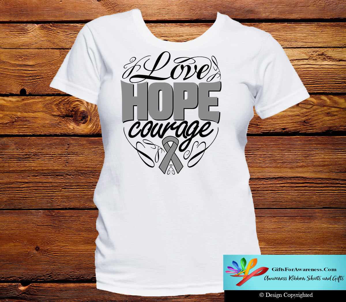Brain Cancer Love Hope Courage Shirts - GiftsForAwareness