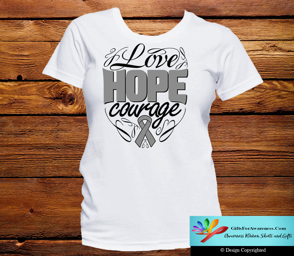 Brain Cancer Love Hope Courage Shirts