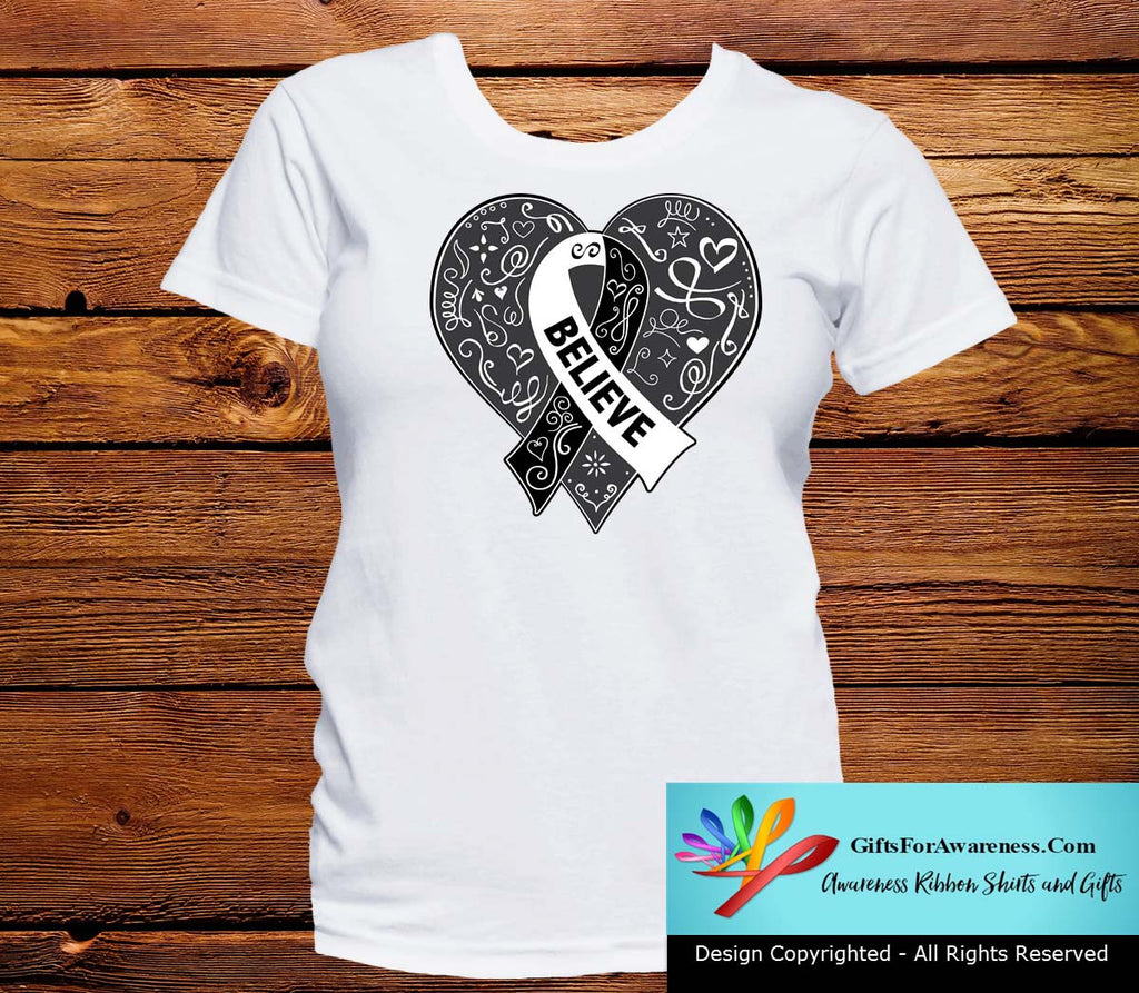 Carcinoid Cancer Believe Heart Ribbon Shirts