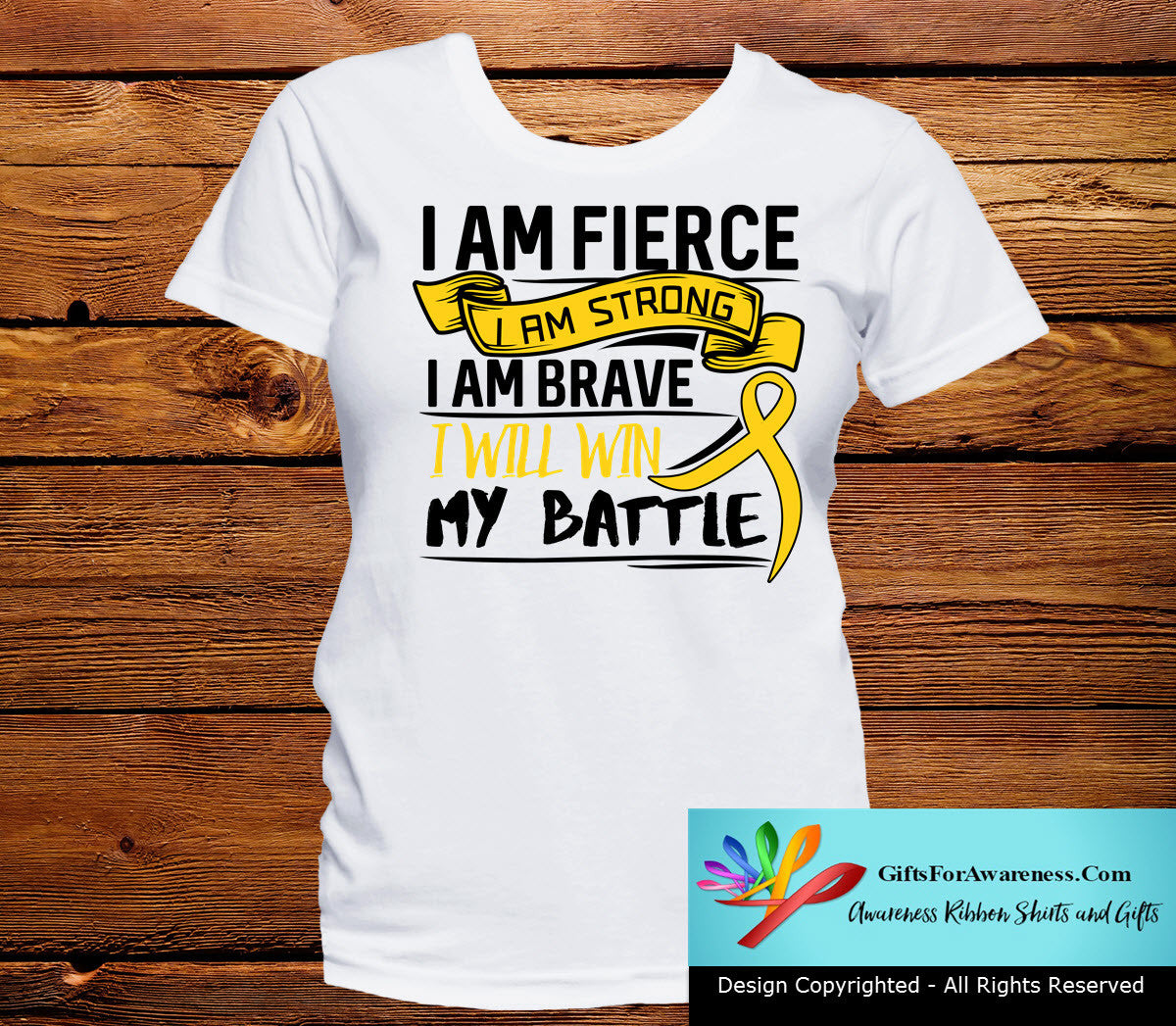 Childhood Cancer I Am Fierce Strong and Brave Shirts - GiftsForAwareness