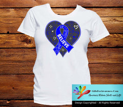 Colon Cancer Believe Heart Ribbon Shirts - GiftsForAwareness
