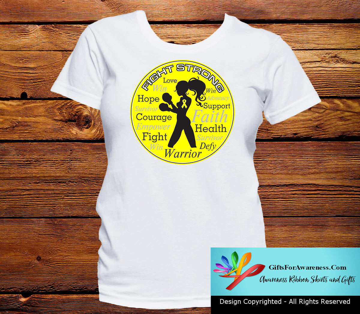 Ewings Sarcoma Fight Strong Motto T-Shirts - GiftsForAwareness