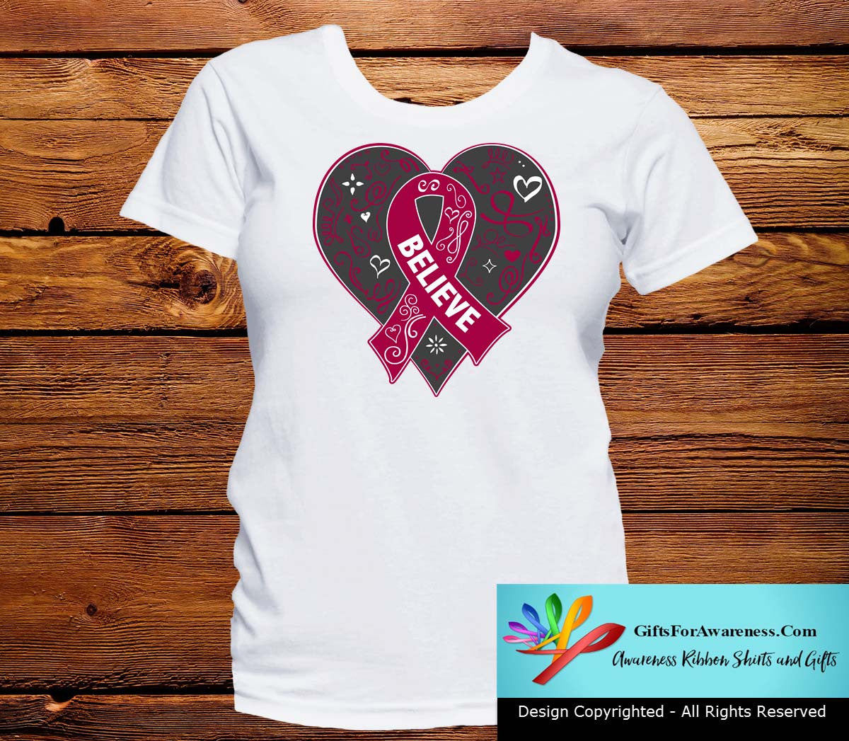 Hereditary Hemochromatosis Believe Heart Ribbon Shirts - GiftsForAwareness