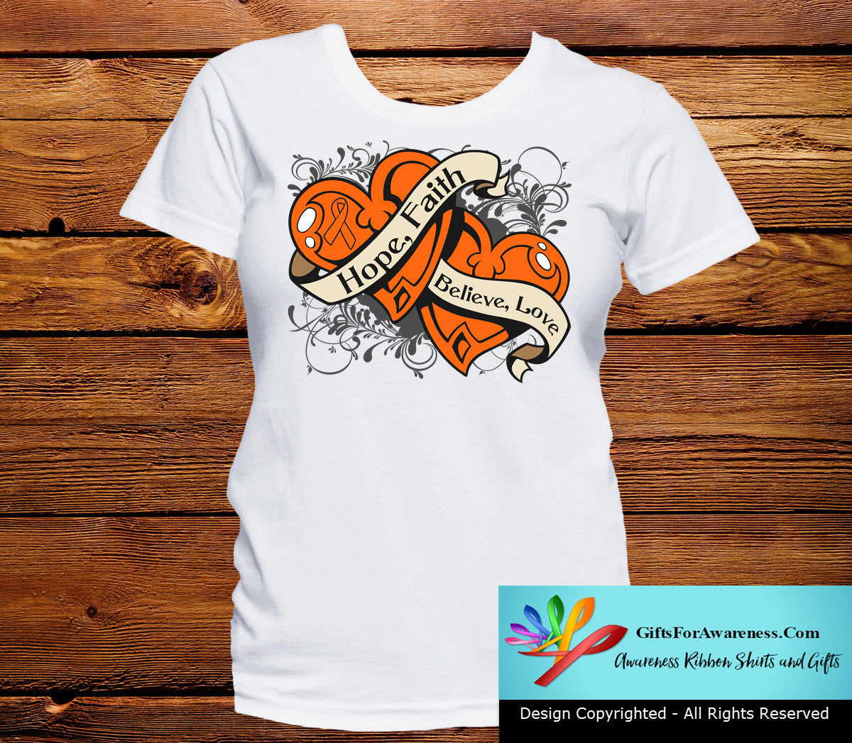 Kidney Cancer Hope Believe Faith Love Shirts - GiftsForAwareness
