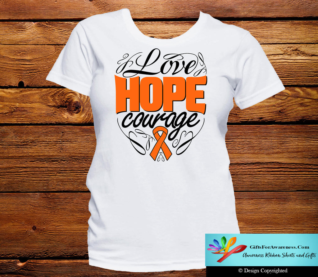 Kidney Cancer Love Hope Courage Shirts
