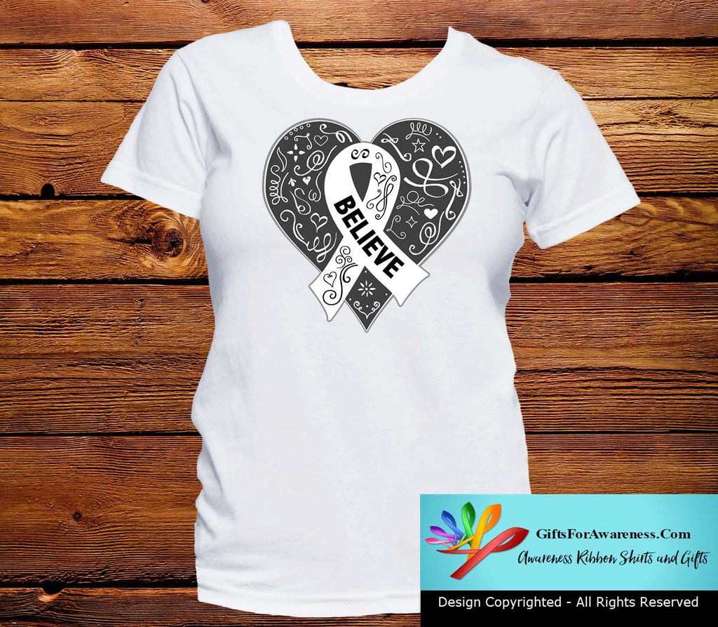Lung Cancer Believe Heart Ribbon Shirts