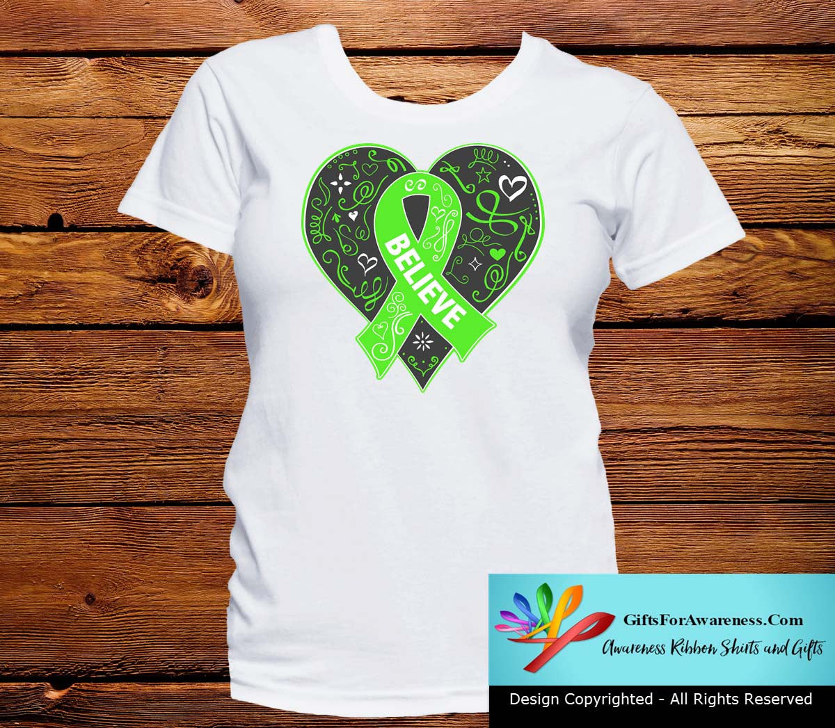 Lymphoma Believe Heart Ribbon Shirts - GiftsForAwareness
