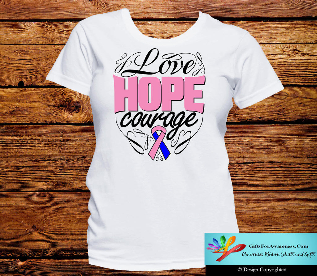 Male Breast Cancer Love Hope Courage Shirts
