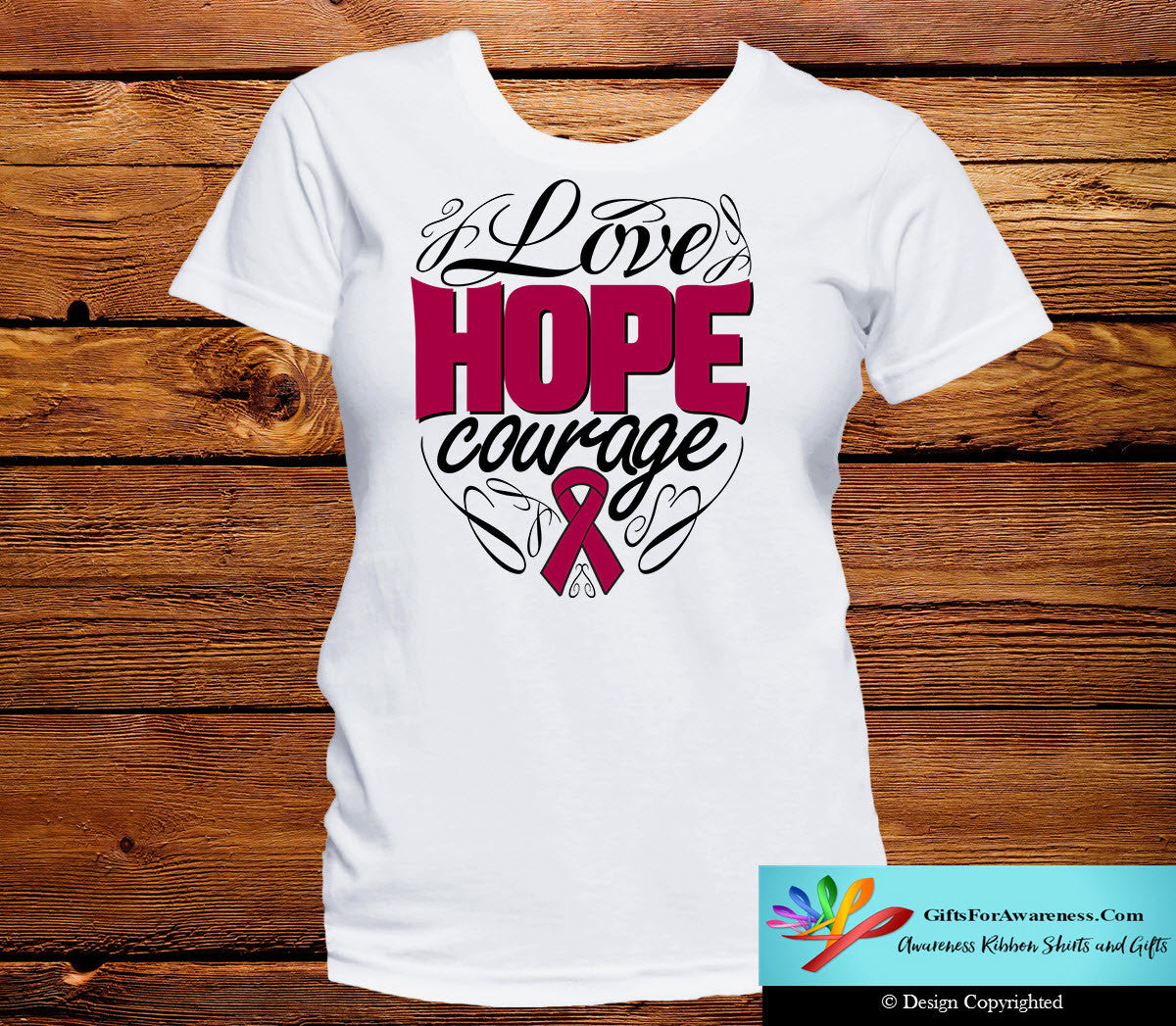Multiple Myeloma Love Hope Courage Shirts - GiftsForAwareness