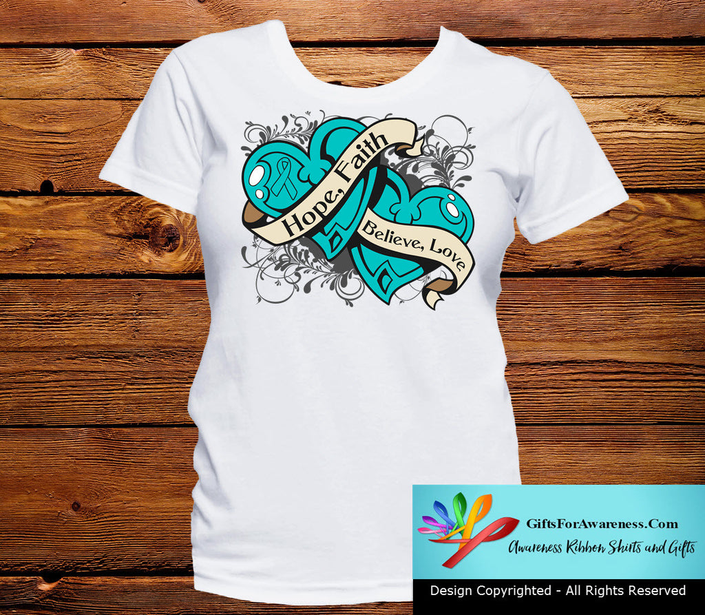 Ovarian Cancer Hope Believe Faith Love Shirts