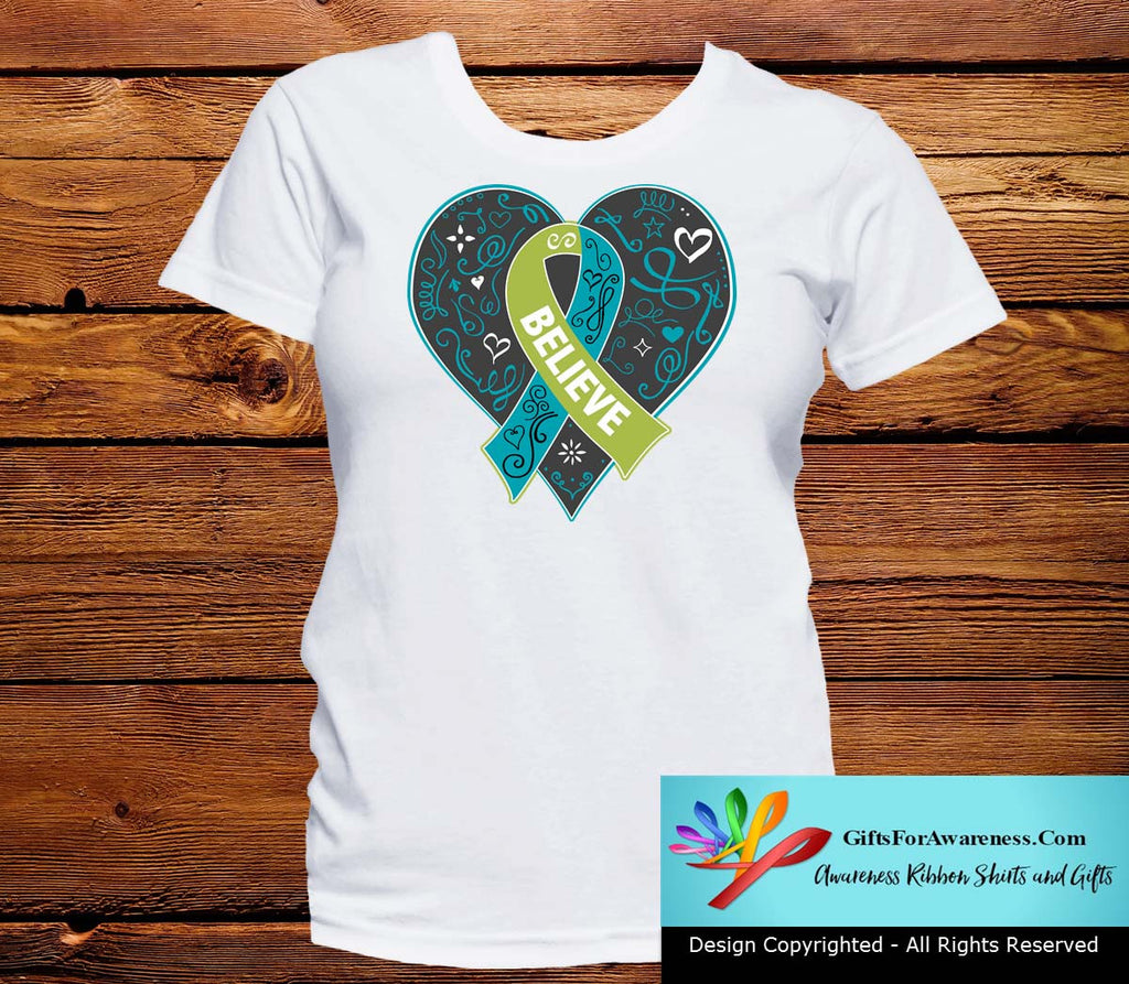 Pulmonary Fibrosis Believe Heart Ribbon Shirts