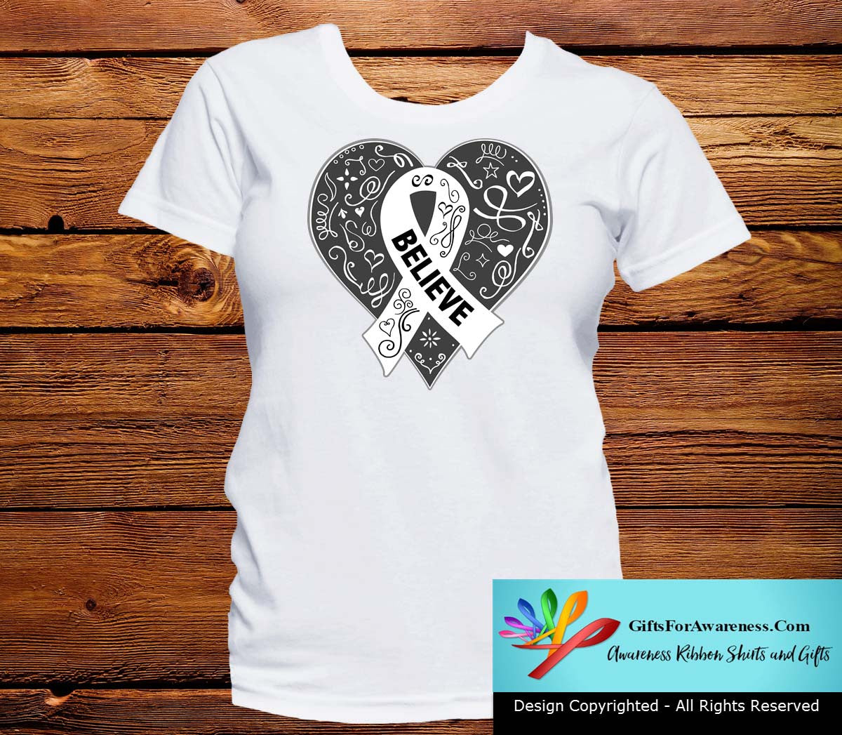 SCID Believe Heart Ribbon Shirts - GiftsForAwareness