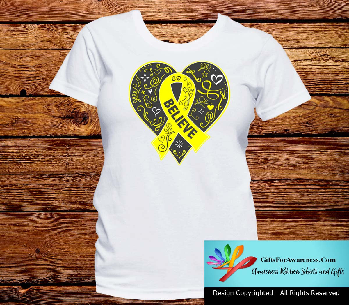 Spina Bifida Believe Heart Ribbon Shirts - GiftsForAwareness