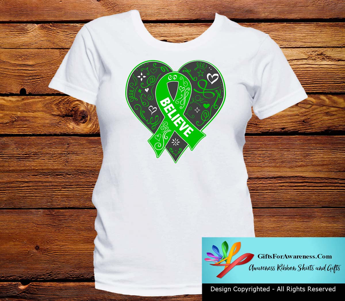 Spinal Cord Injury Believe Heart Ribbon Shirts - GiftsForAwareness