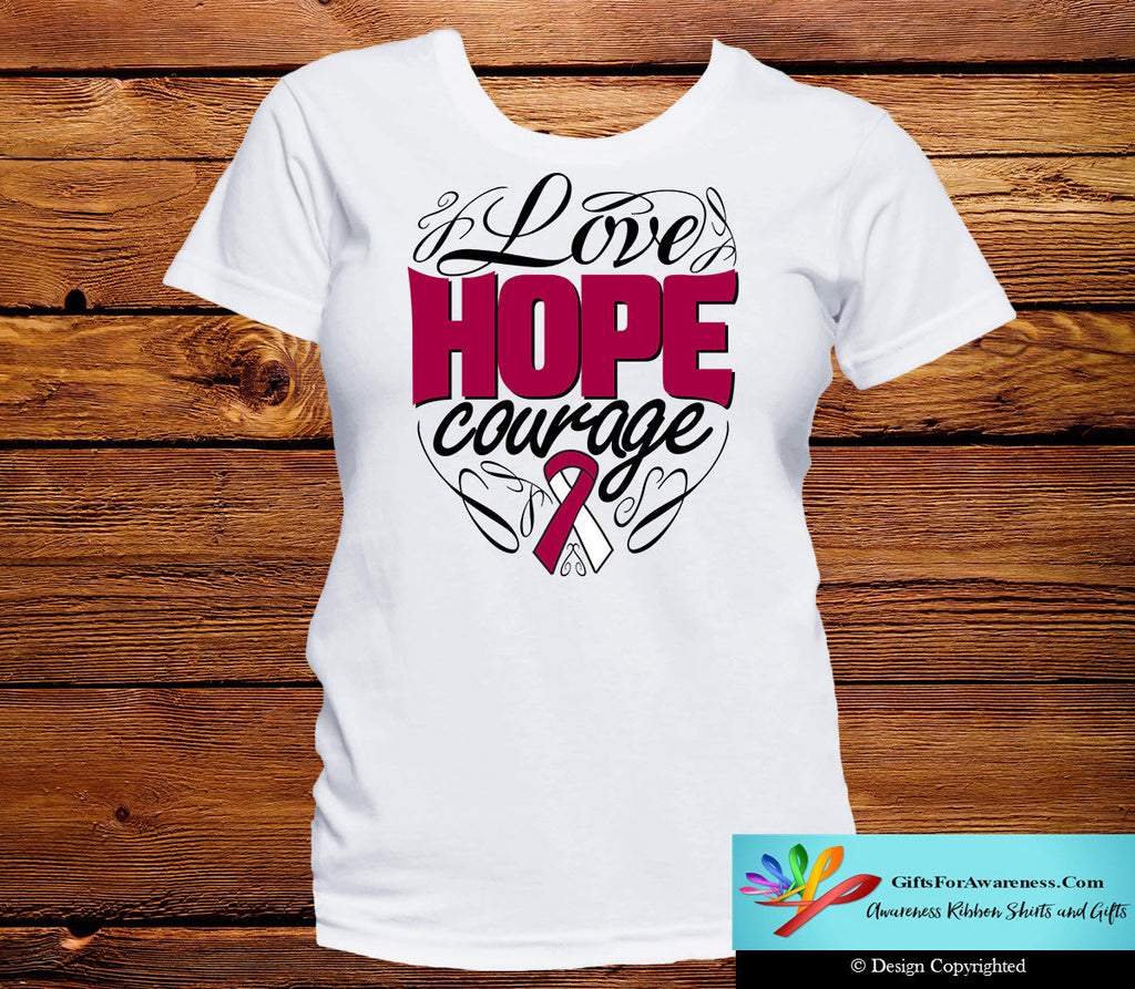 Throat Cancer Love Hope Courage Shirts