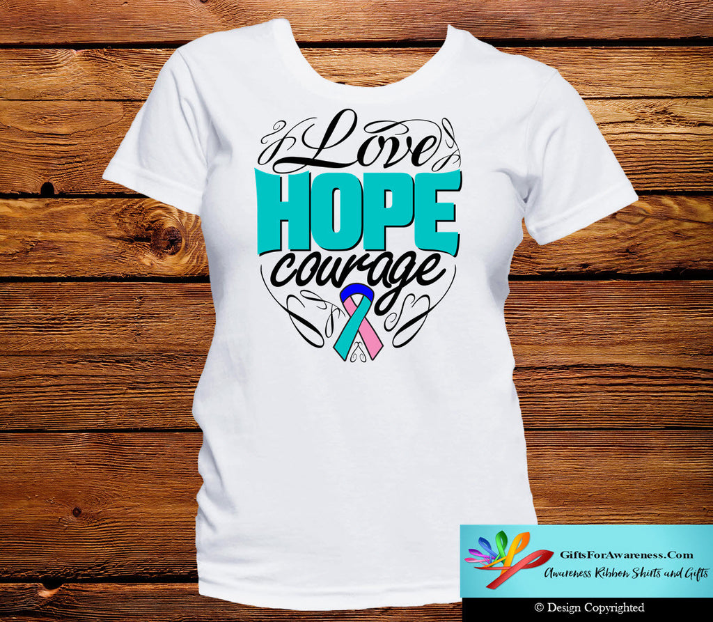 Thyroid Cancer Love Hope Courage Shirts