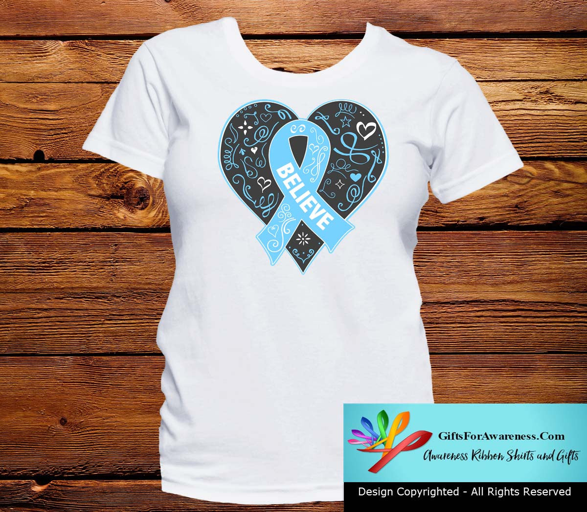 Thyroid Disease Believe Heart Ribbon Shirts - GiftsForAwareness